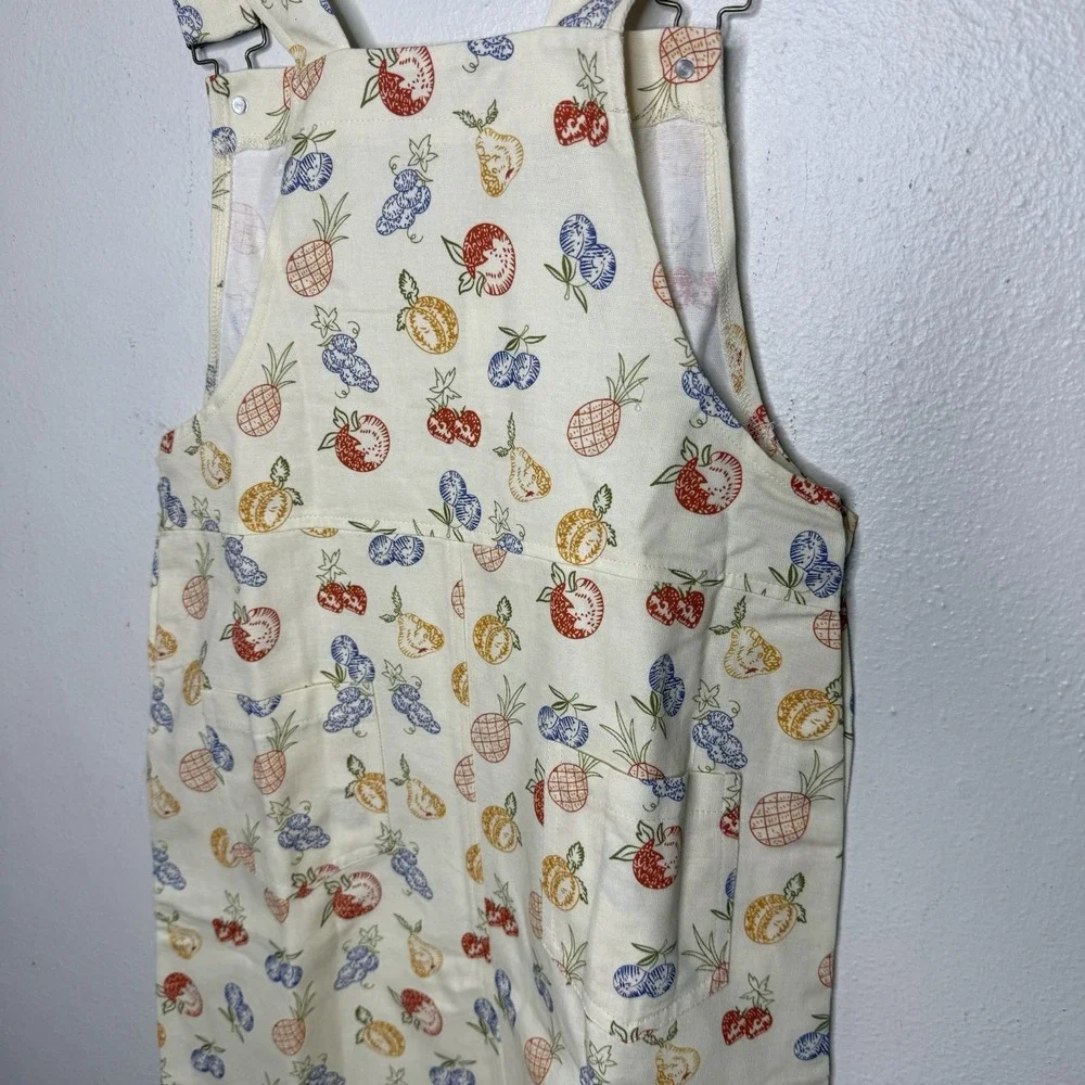 New SM Wardrobe Fruit Print Overall Dress Jumper Twee Pockets Women's Small